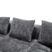 Oversized Modular L-Shaped Sofa with Deep-Seated Sleeper Design, Plush Sectional Sofa with Hidden Side Pockets, 250L x 158W x 60H cm, Grayi(m-10)