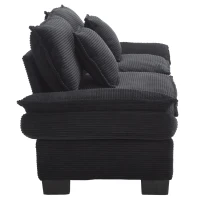 Oversized Two-Seater Sofa with Modern Deep-Seated Modular Design, Comfortable Daybed with Ergonomic Curves, 224L x 81W x 81H cm, Black(m-14)