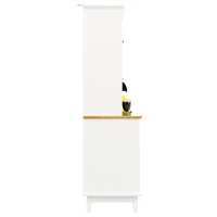 Smart Pantry Cabinet with App-Controlled LED Lights and Solid Pine Legs, Modern Kitchen Pantry with Spacious 3-Drawer Storage, 120L x 40W x 180H cm, White(m-10)