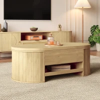Lift-Top Coffee Table with Height-Adjustable Lift-Up Tabletop, Modern Center Table with Extendable Lower Shelf, 110L x 55.5W x 40H cm, Wood(m-1)