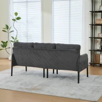 Oversized Two-Seater Corduroy Sofa with Ergonomic Curves, Comfortable Loveseat with Dual Side Storage Pockets, 171L x 72W x 80H cm, Charcoal Grey(m-5)