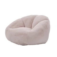 Shell-Shaped Bean Bag Chair with High-Rebound Memory Foam Filling, Ergonomic Floor Lounger with Faux Fur Removable Cover, 100L x 90W x 57H cm, Pink(m-14)