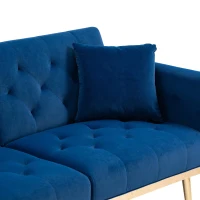 Modern 2-Seater Sofa with 3-Position Adjustable Backrest, Convertible Loveseat with Thick Padded Cushions, 165L x 72.5W x 75H cm, Navy(m-9)