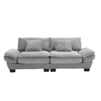 Oversized Two-Seater Sofa with Modern Deep-Seated Modular Design, Comfortable Daybed with Ergonomic Curves, 224L x 81W x 81H cm, Light Gray(m-2)