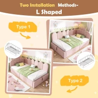 Upholstered Daybed with Hydraulic Storage and Crown Headboard, Space-Saving Guest Bed with Padded Velvet Upholstery, 199L x 96W x 96H cm, Pink(m-5)