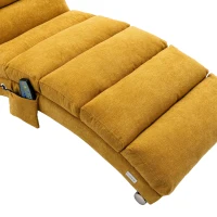 Fabric Relaxation Chaise Longue with Gentle Vibration, Contoured Ergonomic Floor Lounger with Side Pocket, 148L x 55W x 87H cm, Yellow(m-10)