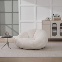 Shell-Shaped Bean Bag Chair with High-Rebound Memory Foam Filling, Ergonomic Floor Lounger with Faux Fur Removable Cover, 100L x 90W x 57H cm, Beige(m-1)