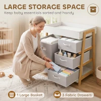 AIYAPLAY Baby Changing Table, Baby Changing Unit with 3 Drawers, Large Basket and Waterproof Pad for Bedroom Nursery, White(m-6)
