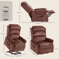 HOMCOM Power Lift Recliner with Vibration Massage and Heat, Lift Chair for Tall with Wood Grip, Pocket Spring, Brown(m-3)