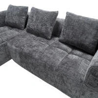 Oversized Modular L-Shaped Sofa with Deep-Seated Sleeper Design, Plush Sectional Sofa with Hidden Side Pockets, 250L x 158W x 60H cm, Grayi(m-11)