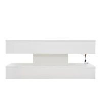 Modern Coffee Table with Bluetooth-Controlled LED Lighting, Lift-Up Center Table with Hidden Storage and Hydraulic Lift, 100L x 50W x 42H cm, White(m-2)