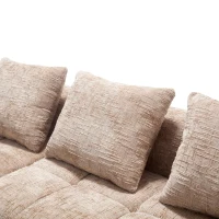 Oversized Modular L-Shaped Sofa with Deep-Seated Sleeper Design, Plush Sectional Sofa with Hidden Side Pockets, 250L x 158W x 60H cm, Khaki(m-10)