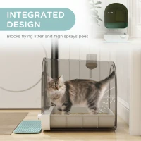 PawHut Hooded Cat Litter Box, Kitten Litter Tray, with Lid, Scoop, Filter, Flap Door(m-7)