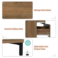 Dark Oak Sideboard with 6 Drawers and Industrial Metal Frame, Industrial Rustic Cabinet with Adjustable Feet, 120L x 40W x 76H cm, Dark Oak(m-5)