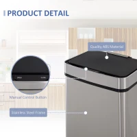 HOMCOM 72L Stainless Steel Recycling Sensor Bin with 3 Compartments for Both Wet/Dry Waste w/Removable Lid  Kitchen Home(m-20)