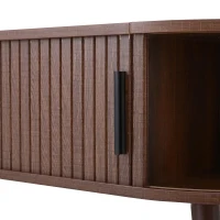 Lift-Up Oval Coffee Table with Hidden Storage and Roller-Shutter Doors, Space-Saving Centre Table with Solid Wood Legs, 120L x 50W x 39.5H cm, Wood(m-11)