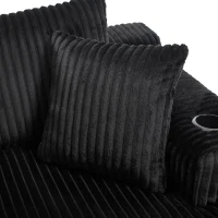Modular L-Shaped Sectional Sofa with Deep Seat, Plush Corduroy Boneless Couch for Living Room, 257L x 160W x 80H cm, Black(m-12)