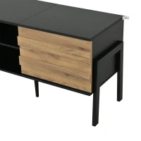Low-Profile TV Cabinet with Soft-Close Hinges and Adjustable Shelves, Stylish TV Stand with 2 Cabinets, 175L x 39.5W x 53H cm, Natural(m-9)