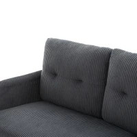 Oversized Two-Seater Corduroy Sofa with Ergonomic Curves, Comfortable Loveseat with Dual Side Storage Pockets, 171L x 72W x 80H cm, Charcoal Grey(m-6)