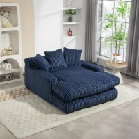 Modern Oversized Chaise Lounge Chair with Memory Foam Seat, Versatile Sofa Bed for Living Room or Bedroom, 155L x 125W x 63H cm, Navy(m-1)