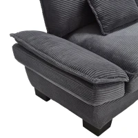 Oversized Two-Seater Sofa with Modern Deep-Seated Modular Design, Comfortable Daybed with Ergonomic Curves, 224L x 81W x 81H cm, Dark Gray(m-12)