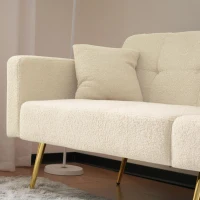 Convertible Sofa Bed with 3‑Position Adjustable Backrest, Comfortable Daybed with High‑Density Foam Seat, 176L x 64W x 75H cm, Beige(m-6)