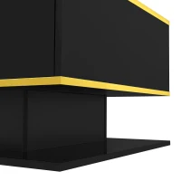 Modern LED Coffee Table with USB-Powered Colour-Changing Light Strip, Functional Center Table with 3 Drawers, 100L x 50W x 40H cm, Black(m-10)