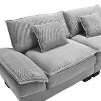 Oversized Two-Seater Sofa with Modern Deep-Seated Modular Design, Comfortable Daybed with Ergonomic Curves, 224L x 81W x 81H cm, Light Gray(m-10)