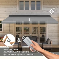 Outsunny 4 x 3(m) Full Cassette Electric Awning with Remote Controller, Aluminium Frame DIY Retractable Garden Awning, UPF50+ Sun Shade Canopy for Deck Door Window, Dark Grey(m-4)
