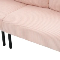 Oversized Two-Seater Corduroy Sofa with Ergonomic Curves, Comfortable Loveseat with Dual Side Storage Pockets, 171L x 72W x 80H cm, Pink(m-7)