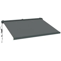 Outsunny 4 x 3(m) Full Cassette Electric Awning with Remote Controller, Aluminium Frame DIY Retractable Garden Awning, UPF50+ Sun Shade Canopy for Deck Door Window, Dark Grey(m-1)