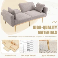 Modern 2-Seater Sofa with 3-Position Adjustable Backrest, Convertible Loveseat with Thick Padded Cushions, 165L x 72.5W x 75H cm, Grey Teddy(m-6)