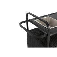 Carrito de bar para exterior con depósito para hielo, ruedas bloqueables, para jardín, zona de piscina y patio trasero, 131x50x91 cm, Negro(m-11)