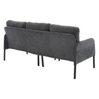 Oversized Two-Seater Corduroy Sofa with Ergonomic Curves, Comfortable Loveseat with Dual Side Storage Pockets, 171L x 72W x 80H cm, Charcoal Grey(m-10)