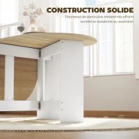 HOMCOM Table à manger pliante, table pliante cuisine ovale jusqu'à 6 personnes, pour petits espaces, salle à manger, bois naturel(m-6)