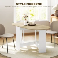 HOMCOM Table à manger pliante, table pliante cuisine ovale jusqu'à 6 personnes, pour petits espaces, salle à manger, bois naturel(m-5)