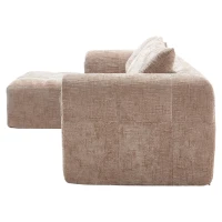 Oversized Modular L-Shaped Sofa with Deep-Seated Sleeper Design, Plush Sectional Sofa with Hidden Side Pockets, 250L x 158W x 60H cm, Khaki(m-14)