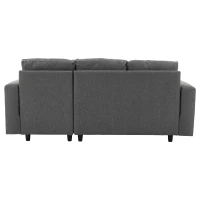 L-Shaped Corner Sofa with Hidden Storage and Side Pockets, Reversible Sectional Couch with Sturdy Wooden Frame, 180L x 120W x 72H cm, Gray(m-16)