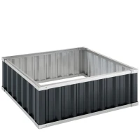 Outsunny Letto per Orto Rialzato in Acciaio, Fondo aperto e Montaggio Senza Attrezzi, 90x90x30cm(m-1)