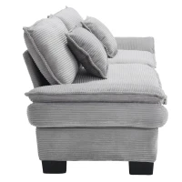 Oversized Two-Seater Sofa with Modern Deep-Seated Modular Design, Comfortable Daybed with Ergonomic Curves, 224L x 81W x 81H cm, Light Gray(m-15)