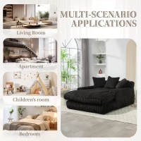 Modern Oversized Chaise Lounge Chair with Memory Foam Seat, Versatile Sofa Bed for Living Room or Bedroom, 155L x 125W x 63H cm, Black(m-7)