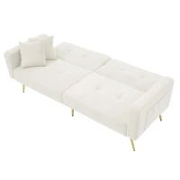 Convertible Sofa Bed with 3‑Position Adjustable Backrest, Comfortable Daybed with High‑Density Foam Seat, 176L x 64W x 75H cm, White(m-11)