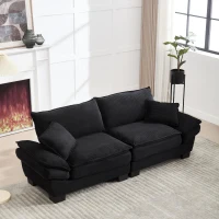 Oversized Two-Seater Sofa with Modern Deep-Seated Modular Design, Comfortable Daybed with Ergonomic Curves, 224L x 81W x 81H cm, Black(m-1)