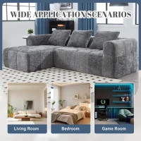 Oversized Modular L-Shaped Sofa with Deep-Seated Sleeper Design, Plush Sectional Sofa with Hidden Side Pockets, 250L x 158W x 60H cm, Grayi(m-4)