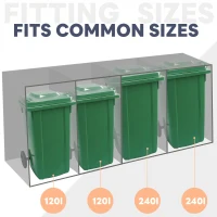 Anthracite Bin Storage Unit with Planter Roof and Rear Drainage, Sleek Dark-Grey Trash Can Shed with Ventilation Slots, 264L x 80W x 125H cm, Grey(m-6)