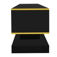 Modern TV Cabinet with 3 Drawers and Open Compartment, Contemporary TV Stand with Colour‑Changing LED Strip, 180L x 38W x 45H cm, Black(m-11)
