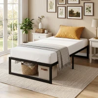 HOMCOM Telaio Letto con Rete in Metallo, Letto Singolo con Spazio Sottostante, Silenzioso, 200,5x90,6x32,5 cm, Nero(m-2)