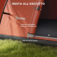 Outsunny Tenda da Campeggio 5-6 Posti con Portico, Impermeabile 3000mm con Borsa di Trasporto, Arancione(m-5)