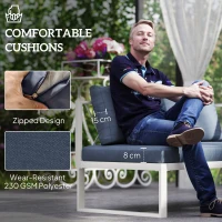 Outsunny Four-Piece L Shaped Garden Furniture Set with 5-Level Adjustable Lounger - Grey(m-7)