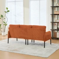 Oversized Two-Seater Corduroy Sofa with Ergonomic Curves, Comfortable Loveseat with Dual Side Storage Pockets, 171L x 72W x 80H cm, Orange(m-5)